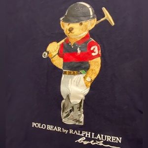 Polo Ralph Lauren Polo Mallet Bear Jersey T-Shirt Navy Blue Size M